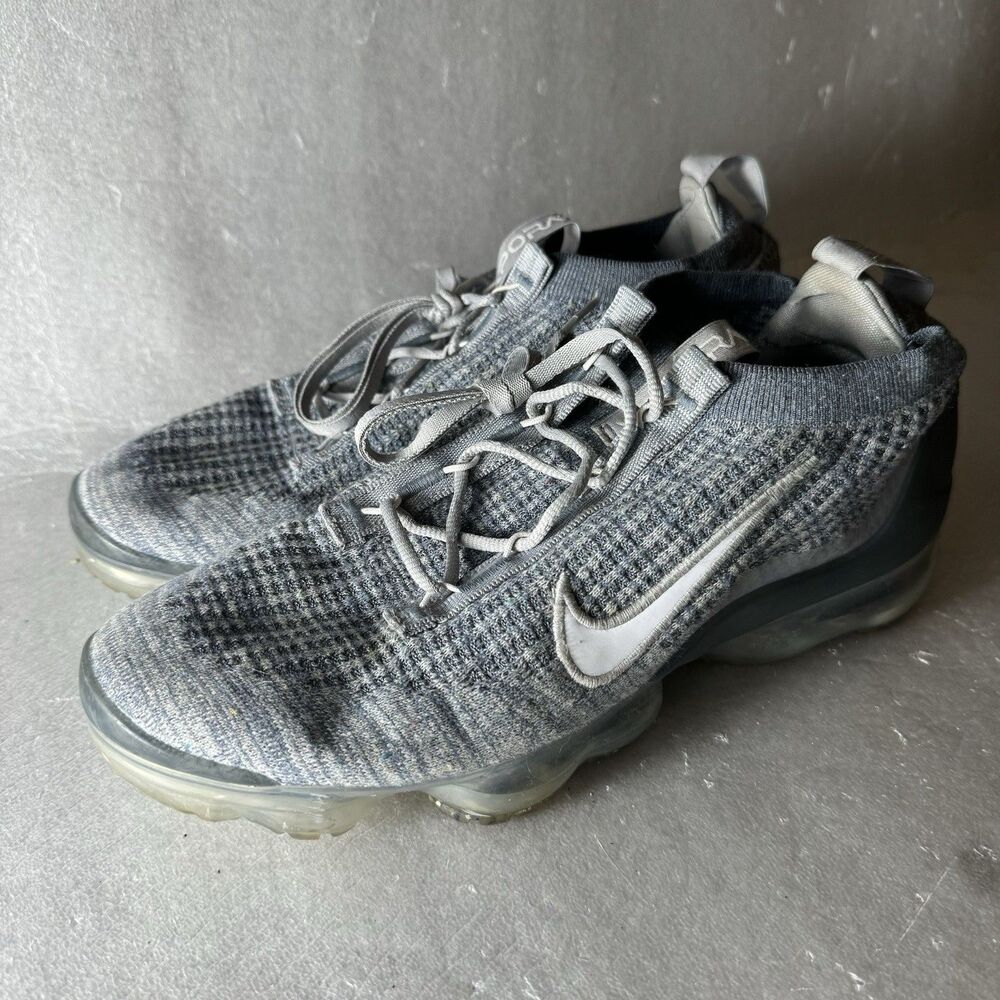 NICE Nike VaporMax Men's 9 Fly Knit Armory Grey Blue Shoes 2021 DH4084-400